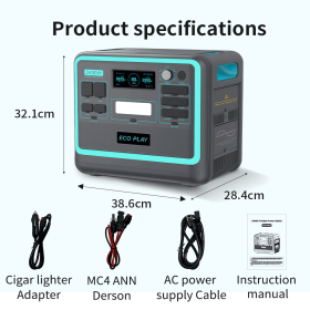 Portable Power Station;  2048Wh LiFePO4 Battery Backup;  1.8H Fast Charging;  2400W AC Outlets(4800W Peak);  25A RV Output;  Solar Generator for